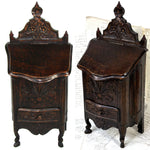 Charming Carved Wood French Country French 16.5" Tall Salt Box, Cabinet after 18th Century Style