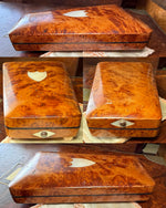 Fine Antique French Palais Royal Sewing Etui, Nécessaire, Mother of Pearl and 18k Gold in Burl Case
