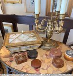 Opulent 18k Gold Medallion and Pique Stars Decorated 18th Century Vernis Martin Snuff Box
