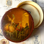 Antique 18th Century French Vernis Martin Snuff Box, Louis XVI Courting Scene Painted on Ivory Box