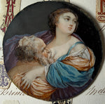 Magnificent Painting in Miniature, "Charity" Portrait mounted on Burl and Shell Snuff Box