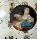 Magnificent Painting in Miniature, "Charity" Portrait mounted on Burl and Shell Snuff Box