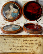 Magnificent Painting in Miniature, "Charity" Portrait mounted on Burl and Shell Snuff Box