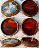 Magnificent Painting in Miniature, "Charity" Portrait mounted on Burl and Shell Snuff Box