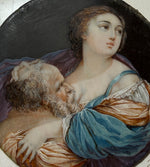 Magnificent Painting in Miniature, "Charity" Portrait mounted on Burl and Shell Snuff Box
