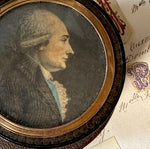 Antique 18th Century Tortoise Shell Portrait Miniature Snuff Box w Original Leather Presentation Case, Box