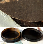Antique 18th Century Tortoise Shell Portrait Miniature Snuff Box w Original Leather Presentation Case, Box