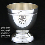 Lovely Antique French Hallmarked Sterling Silver Egg Cup, Vermeil Interior with Shell or Seashell Motif