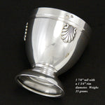 Lovely Antique French Hallmarked Sterling Silver Egg Cup, Vermeil Interior with Shell or Seashell Motif
