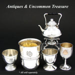 Lovely Antique French Hallmarked Sterling Silver Egg Cup, Vermeil Interior with Shell or Seashell Motif