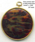 Antique French Portrait Signed Miniature: Duchesse de Chateauraux in Faux Tortoise Frame