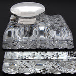 Rare Massive Antique French Sterling Silver & Cut Crystal 6.75" "Paperweight" Style Inkwell, Yacht Anchor & Flags Engraving