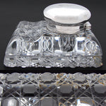 Rare Massive Antique French Sterling Silver & Cut Crystal 6.75" "Paperweight" Style Inkwell, Yacht Anchor & Flags Engraving