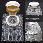 Rare Massive Antique French Sterling Silver & Cut Crystal 6.75" "Paperweight" Style Inkwell, Yacht Anchor & Flags Engraving