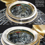 Rare Massive Antique French Sterling Silver & Cut Crystal 6.75" "Paperweight" Style Inkwell, Yacht Anchor & Flags Engraving