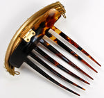Beautiful Mantilla Type Large Antique Tortoise Shell Tiara Hair Comb, Peigne, Set With French Pearls