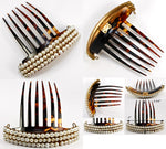 Beautiful Mantilla Type Large Antique Tortoise Shell Tiara Hair Comb, Peigne, Set With French Pearls