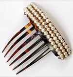 Beautiful Mantilla Type Large Antique Tortoise Shell Tiara Hair Comb, Peigne, Set With French Pearls
