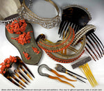 Beautiful Mantilla Type Large Antique Tortoise Shell Tiara Hair Comb, Peigne, Set With French Pearls