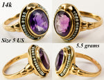 Antique Edwardian 14k Gold, Seed Pearl and 11mm x 8mm Facet-cut Amethyst