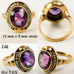 Antique Edwardian 14k Gold, Seed Pearl and 11mm x 8mm Facet-cut Amethyst