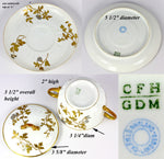 Antique French Limoges Covered Chocolate, Bouillon or Sugar Bowl & Underplate, Raised Gold Enamel