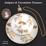 Antique French Limoges Covered Chocolate, Bouillon or Sugar Bowl & Underplate, Raised Gold Enamel