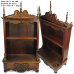 Very RARE Antique French c.1740-1800 Era 31" Carved Wood Wall Cabinet or Table Vitrine, Shelf