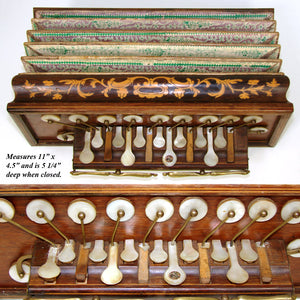 Antique 19th Century French Flutina, Accordion, Marquetry & Mother of Pearl Keys