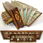 Antique 19th Century French Flutina, Accordion, Marquetry & Mother of Pearl Keys