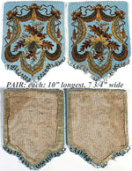 Superb Pair (2) Matching Antique Victorian Beadwork Needlepoint Panels, Once Fire Screens, Ready to be Pillow Tops
