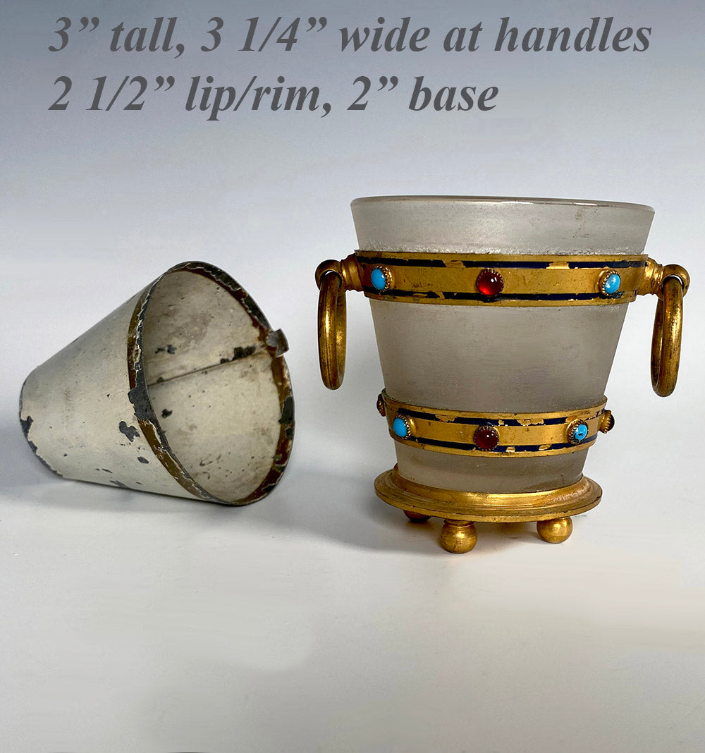 Antique French Opaline and Jeweled Stand Petit Planter or Votive Candl ...