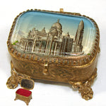 Antique French Eglomise Jewel Casket or Patch Box, a Souvenir of Sacre Coeur, Paris