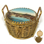 Antique Italian Grand Tour Style Eglomise Casket, Patch Box, Braided Wire Basket: Monte Cappuccino