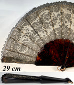 Superb Quality Antique French Chantilly Lace and Tortoise Shell c.1900-1910 29 cm Hand Fan