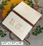 Antique c.1840 French Card Case, Aide d'Memoire, Carnet du Bal in Ivory, Leather, Silk