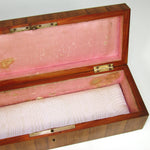 Antique French Napoleon III Era 12” Desk, Document or Gloves Box, Book Matched Kingwood