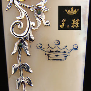 Antique French Hallmarked Silver & Mother of Pearl Wax Seal or Sceau, Crown Mark, Original Box