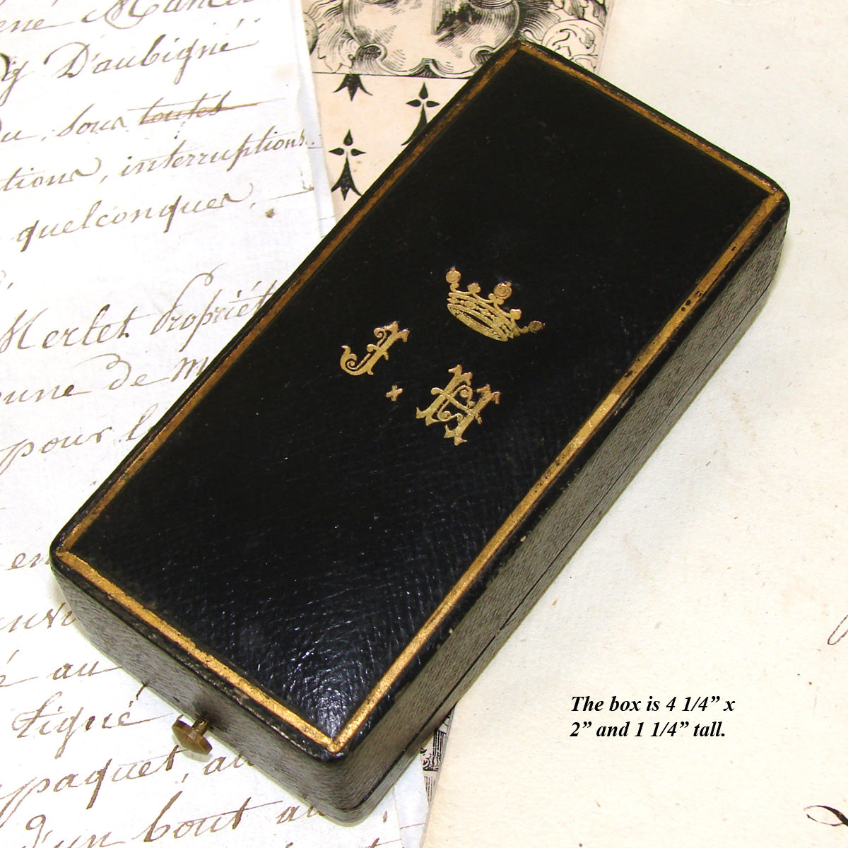 Antique French Hallmarked Silver & Mother of Pearl Wax Seal or Sceau, Crown Mark, Original Box