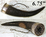 Antique Victorian Era Genuine Horn & Silver Plate Snuff Mull or Incense Burner