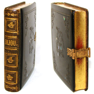 Fab Antique French Napoleon III Papier Mache & Gilt Leather Case, Sixth Plate Daguerreotype of Gentleman