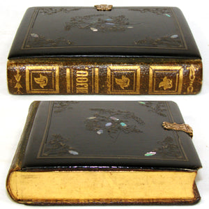 Fab Antique French Napoleon III Papier Mache & Gilt Leather Case, Sixth Plate Daguerreotype of Gentleman