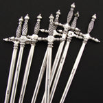 Unique Set of Eight Vintage Egyptian Hallmarked Silver 10.75” Skewer or “Hatelet”, Swords!