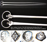 Rare Antique French 1798-1809 Hallmarked Sterling Silver 14” Skewer or “Hatelet” Pair