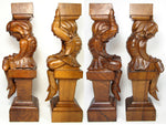 Antique French Hand Carved Figural 16.25” Support PAIR, Architectural Salvage from Furniture