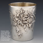 Antique French Sterling Silver Mint Julep, Wine Cup, Tumbler or Timbale, Deep Floral Bas Relief