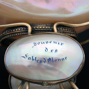 Antique French Napoleon III Era Souvenir Mother of Pearl Trinket Dish, Vide Poche