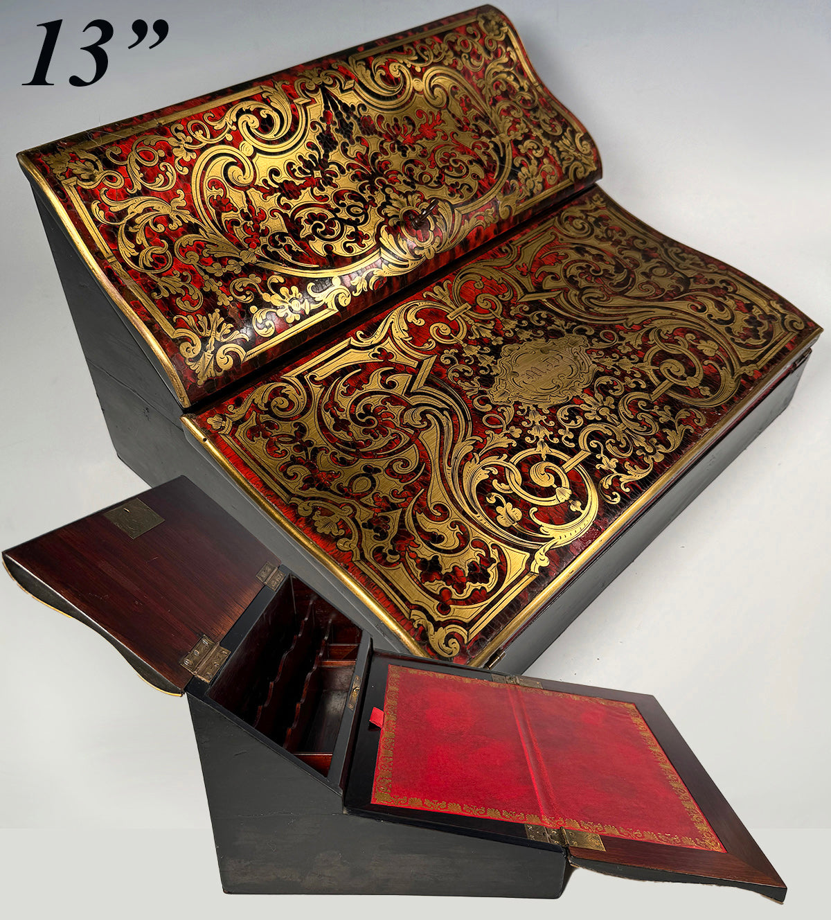 Superb Antique French Napoléon III Writer's Slope, Ecritoire, 1830-50s Boulle Necessaire