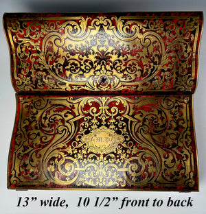 Superb Antique French Napoléon III Writer's Slope, Ecritoire, 1830-50s Boulle Necessaire