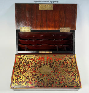 Superb Antique French Napoléon III Writer's Slope, Ecritoire, 1830-50s Boulle Necessaire